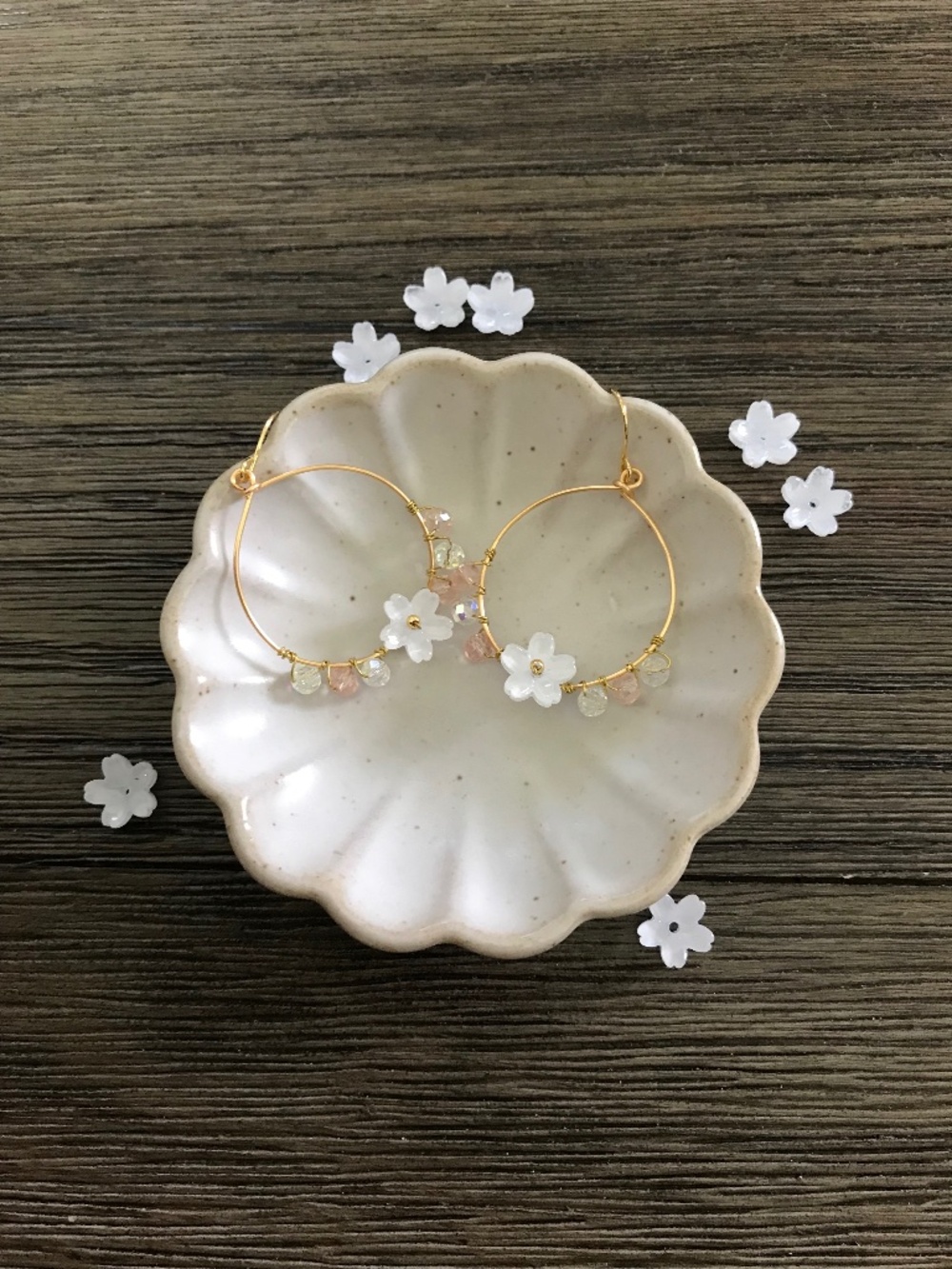 Handmade Cherry Blossom Hoop Earrings
